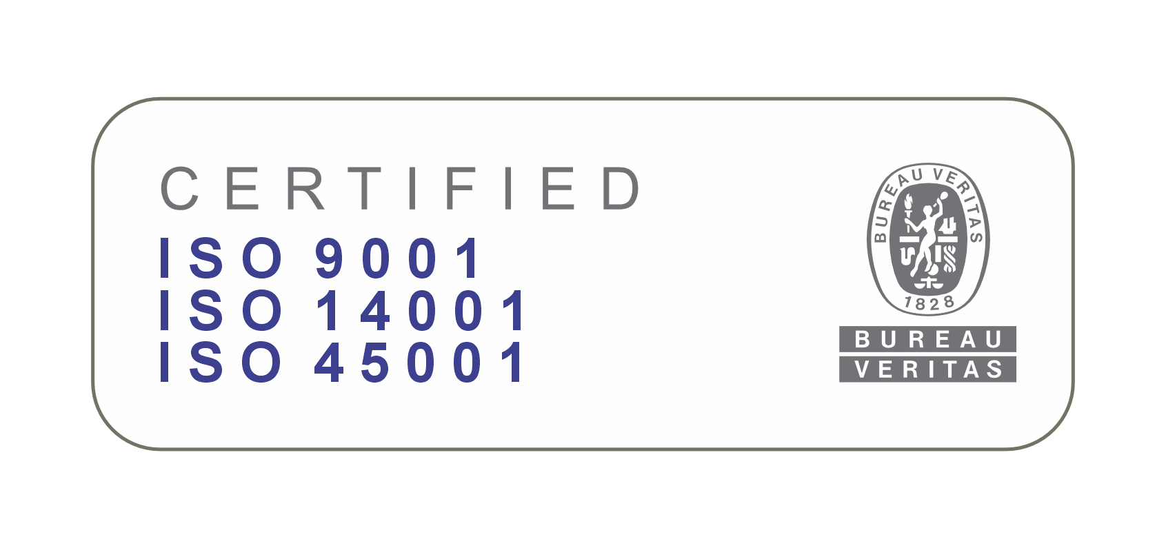 Sello ISO 9001, ISO 14001 e ISO 45001 — Bureau Veritas Certification
